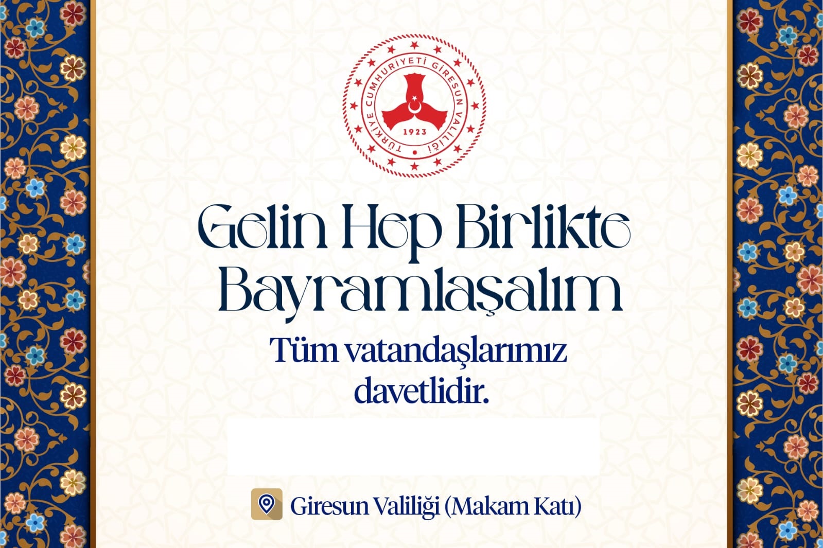 Vali Serdengeçti, Bayramın Birinci Günü Valilikte Bayramlaşacak!