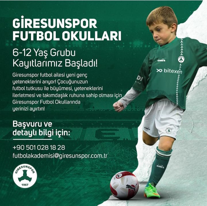 GİRESUNSPOR FUTBOL OKULLARI KAYITLARI BAŞLADI!