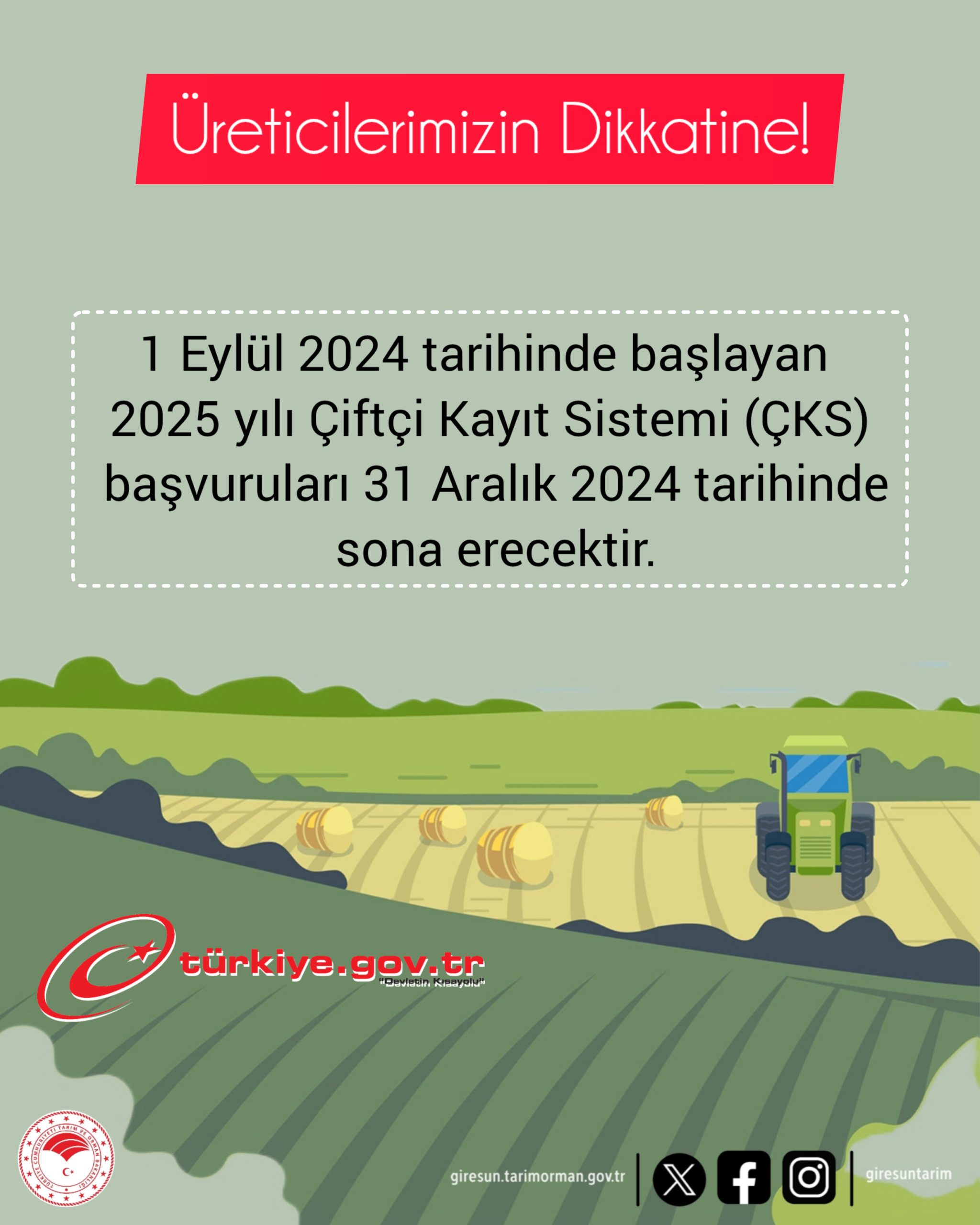 ÇKS BAŞVURULARI İÇİN SON TARİH: 31 ARALIK 2024