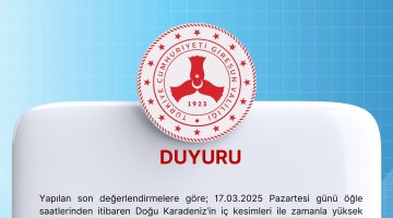 DOĞU KARADENİZ’de KUVVETLİ RÜZGÂR VE FIRTINA UYARISI!