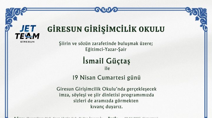 GİRESUN GİRİŞİMCİLİK OKULU’NDAN EDEBİYAT DOSTLARINA DAVET